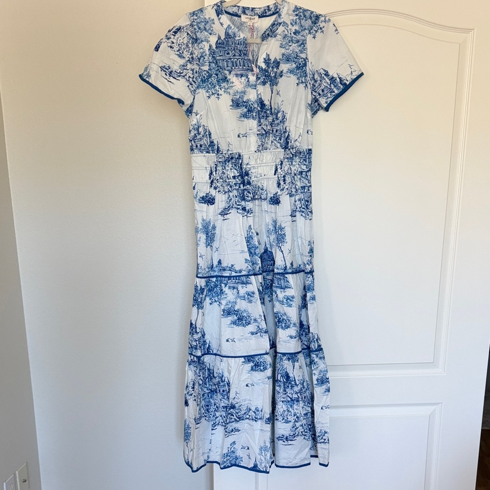 Umgee Blue and White Maxi Dress